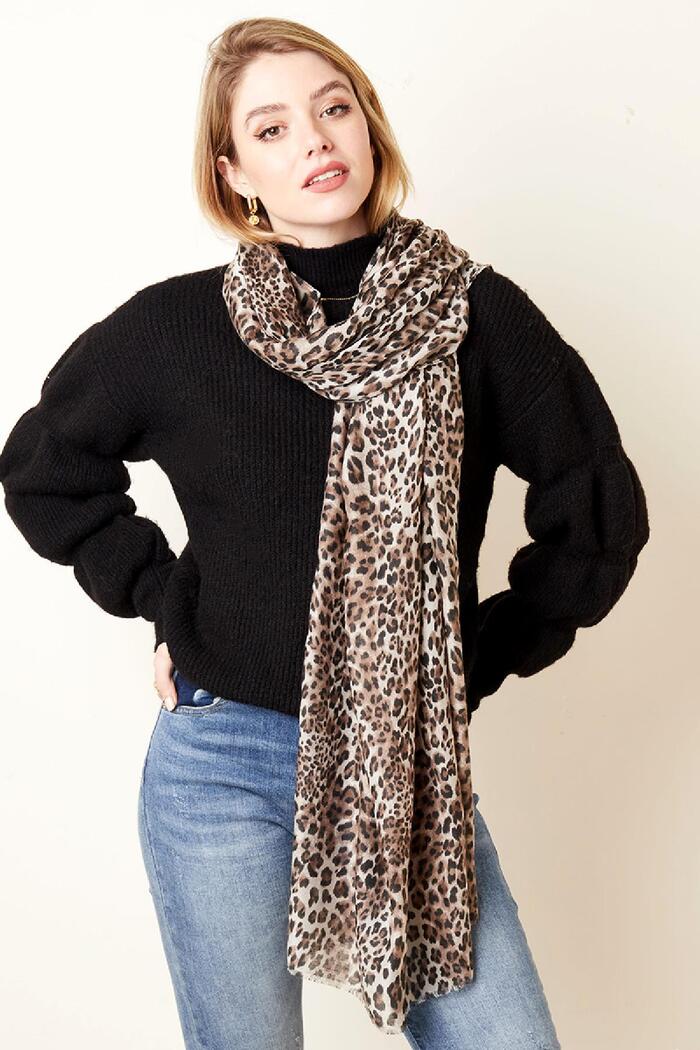 Dunne sjaal luipaard Zwart Polyester Afbeelding2